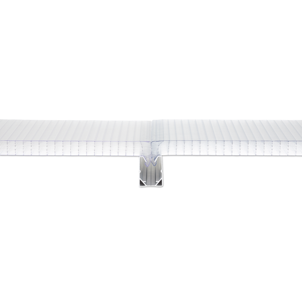 Two connected multiwall polycarbonate panels