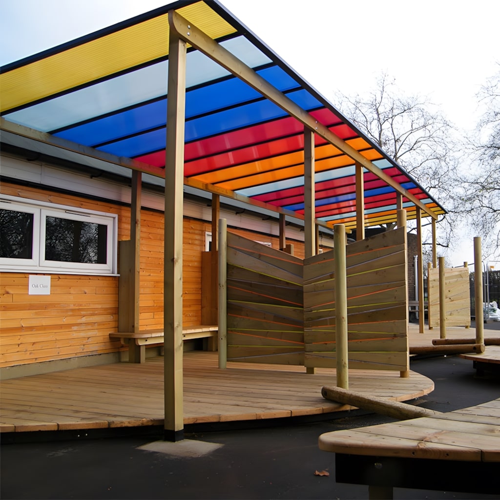 Colourful multiwall polycarbonate roof system