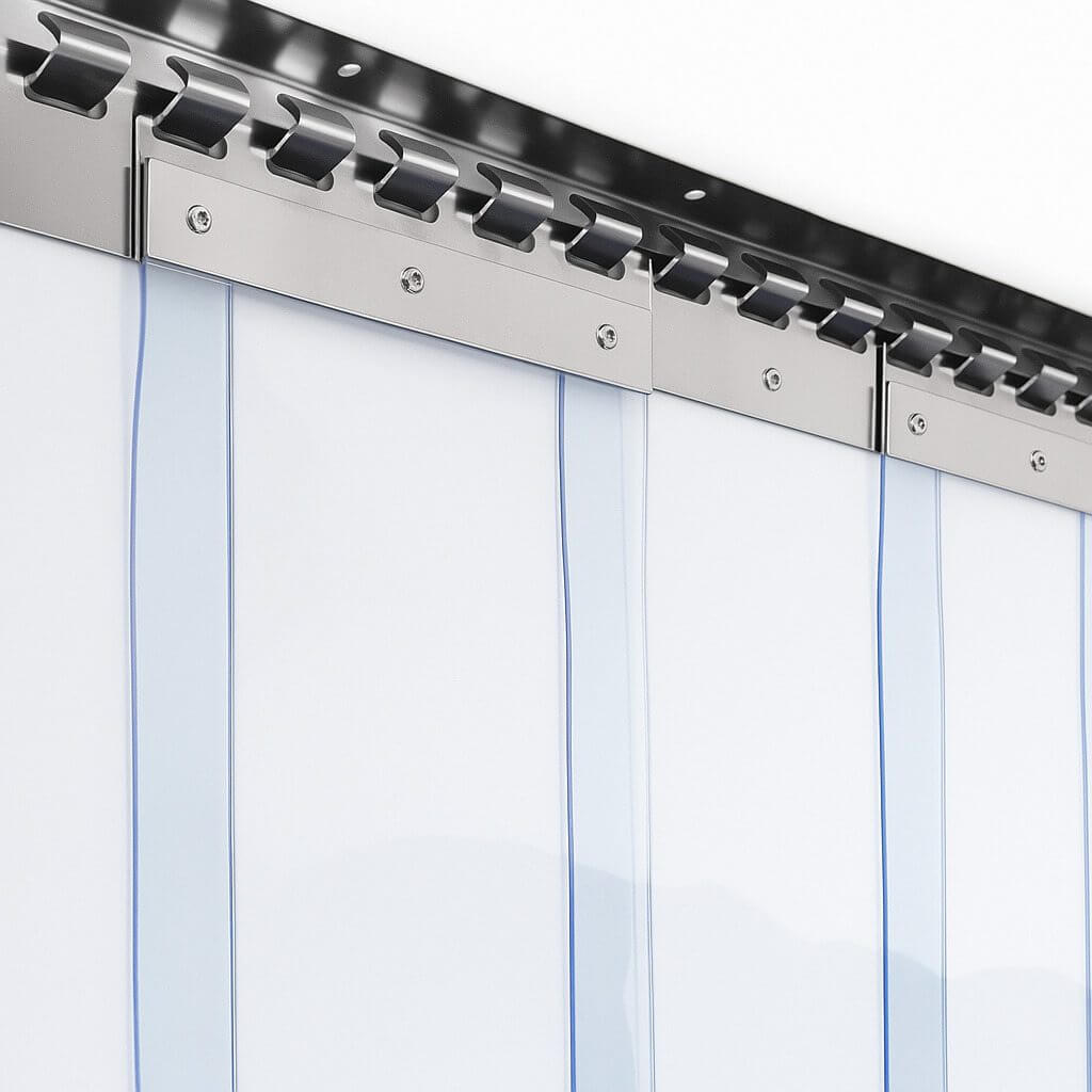 Installed PVC strip curtain system